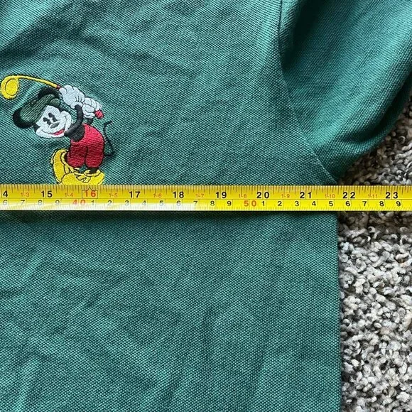 Vintage Green Mickey Mouse Golf Polo, Disney Polo, Men's Large Polo, Cotton Polo - Picture 6 of 7
